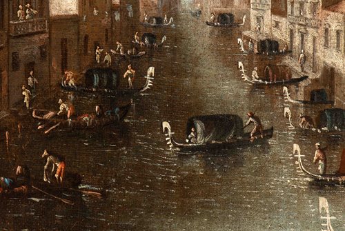 Venezia, sfilata di gondole sul canale